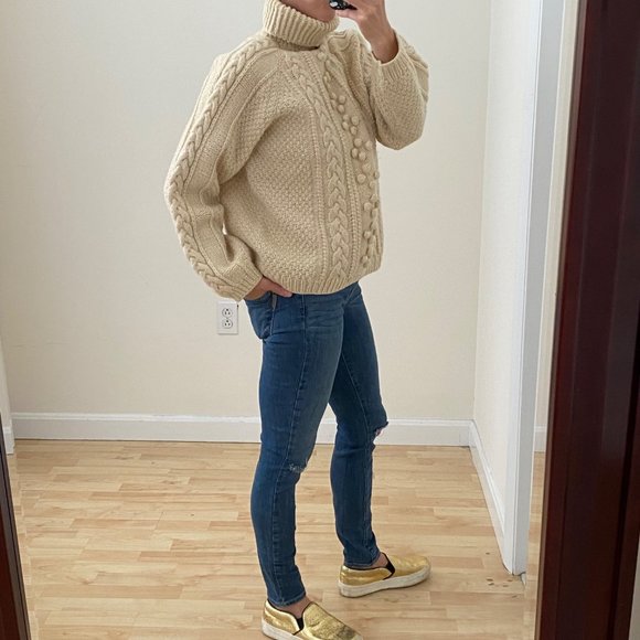 Vintage Hand-Knit Wool Turtleneck Sweater - Picture 3 of 12